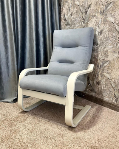 Кресло для отдыха Неаполь Модель 2 (Слоновая кость/Ткань серый Velutto 52)