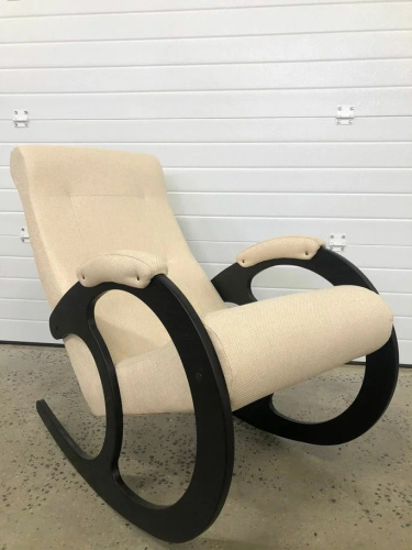 Кресло-качалка Неаполь Модель 3 (Венге-эмаль/Ткань бежевая Malta 01)