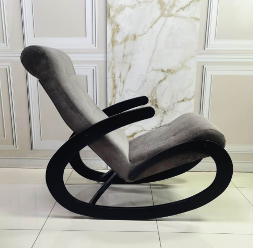 Кресло-качалка Неаполь Модель 1 (Венге-эмаль/Ткань Темно-серый Verona Antrazite Grey)