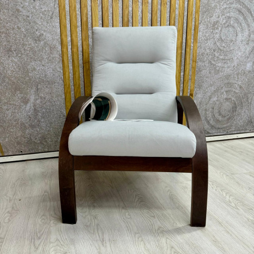 Кресло для отдыха Неаполь Модель 6 (Орех текстура/Ткань серый Velutto 52)