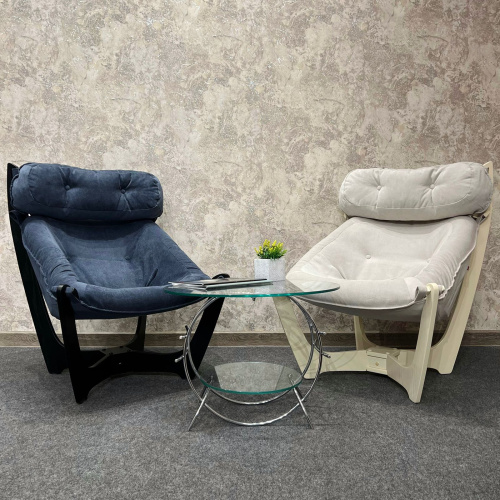 Кресло для отдыха Неаполь Модель 8 (Венге-эмаль/Ткань Синий Verona Denim blue)