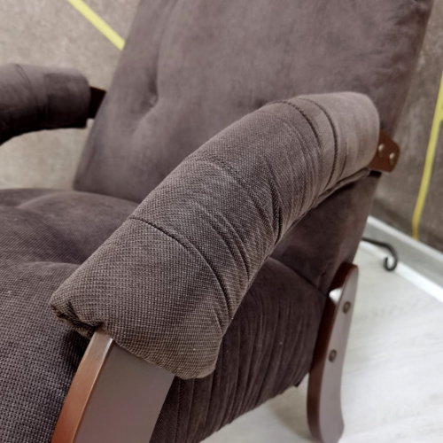 Кресло для отдыха Консул Модель 61 (Орех-эмаль/Ткань коричневая Verona Wenge)