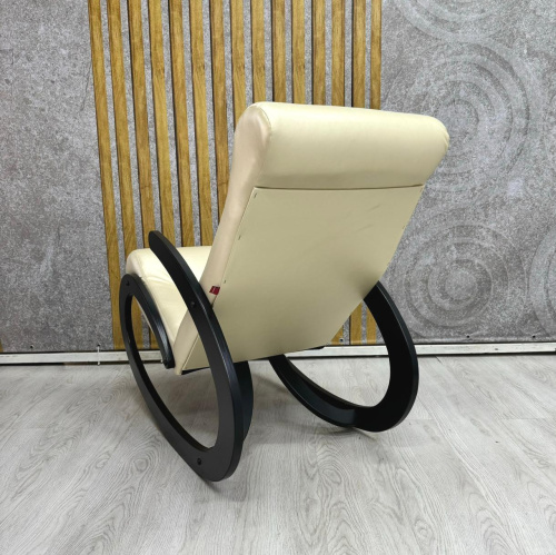 Кресло-качалка Неаполь Модель 1 (Венге-эмаль/Экокожа Бежевый Oregon perlamutr 106)