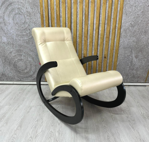 Кресло-качалка Неаполь Модель 1 (Венге-эмаль/Экокожа Бежевый Oregon perlamutr 106)