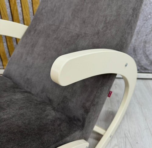 Кресло-качалка Неаполь Модель 1 (Дуб шампань-эмаль/Ткань Темно-серый Verona Antrazite Grey)