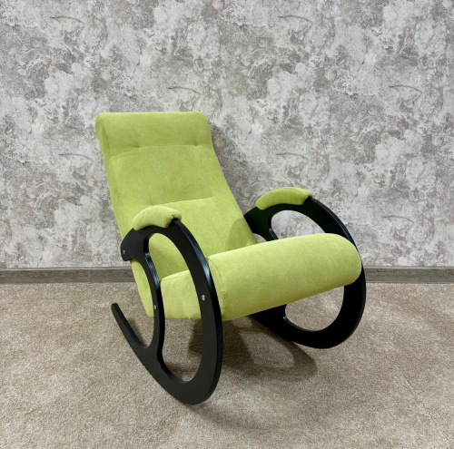 Кресло-качалка Неаполь Модель 3 (Венге-эмаль/Ткань Зеленый Apple Green)