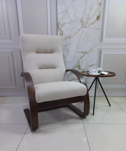 Кресло для отдыха Неаполь Модель 4 (Орех текстура/Ткань бежевый Velutto 04)