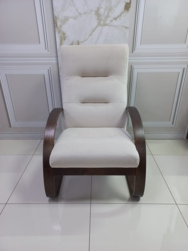 Кресло для отдыха Неаполь Модель 4 (Орех текстура/Ткань бежевый Velutto 04)