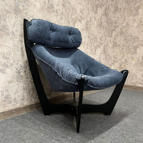 Кресло для отдыха Неаполь Модель 8 (Венге-эмаль/Ткань Синий Verona Denim blue)