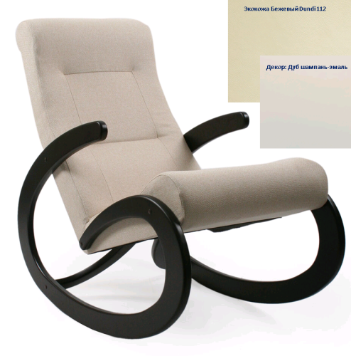 Кресло-качалка Неаполь Модель 1 (Дуб шампань-эмаль/Экокожа Бежевый Dundi 112)