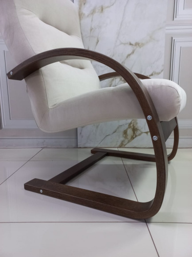 Кресло для отдыха Неаполь Модель 4 (Орех текстура/Ткань бежевый Velutto 04)