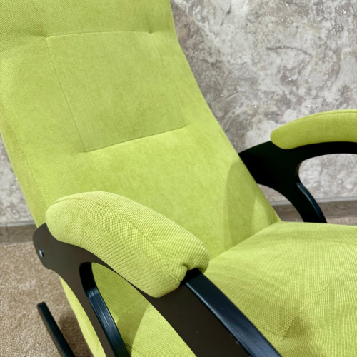 Кресло-качалка Неаполь Модель 3 (Венге-эмаль/Ткань Зеленый Apple Green)