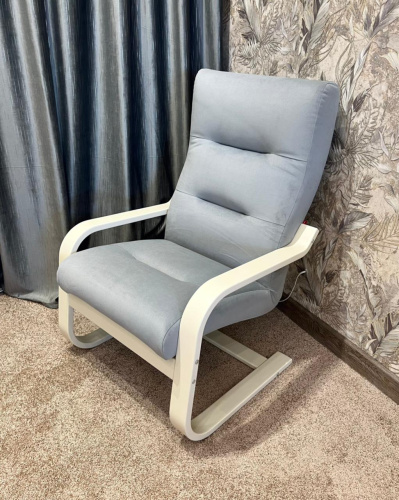 Кресло для отдыха Неаполь Модель 2 (Слоновая кость/Ткань серый Velutto 52)