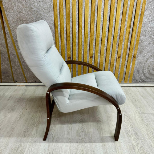 Кресло для отдыха Неаполь Модель 6 (Орех текстура/Ткань серый Velutto 52)