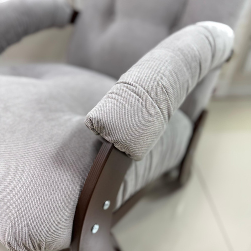 Кресло-маятник Неаполь Модель 12 (Орех-эмаль/Ткань серый Verona Light Grey)