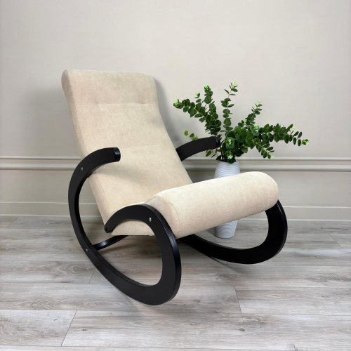 Кресло-качалка Неаполь Модель 1 (Венге-эмаль/Ткань Ваниль Verona Vanilla)